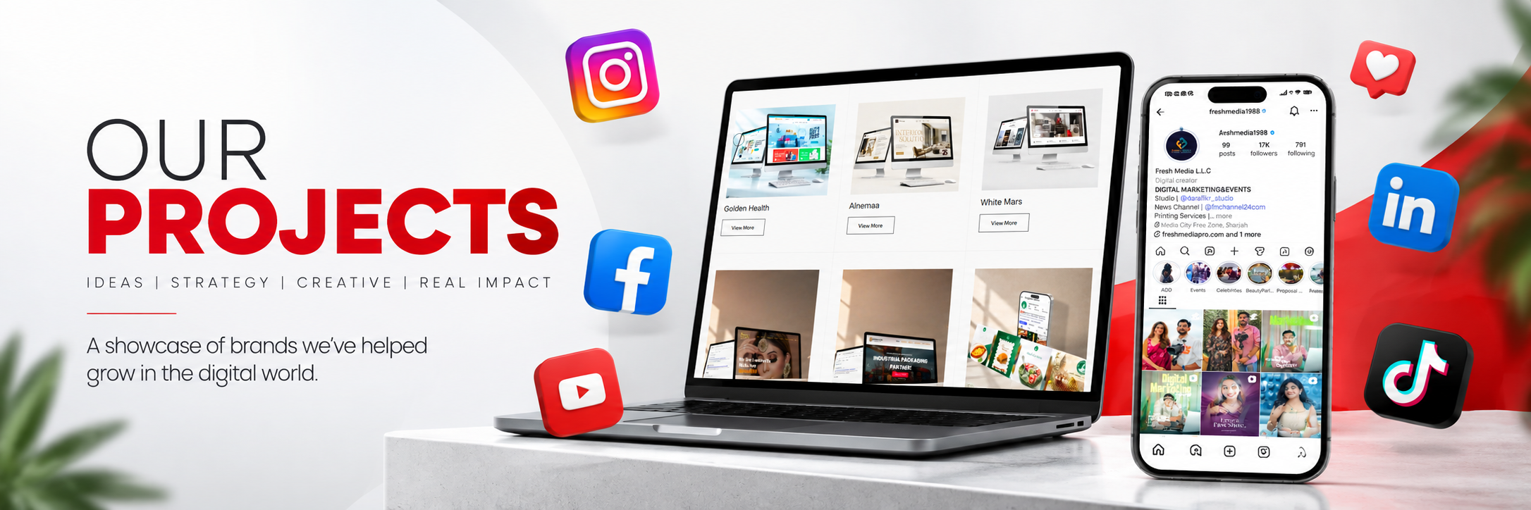 Fresh Media digital marketing and social media projects.