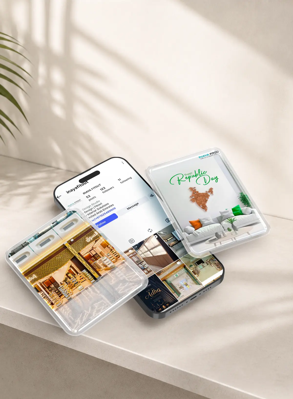 Inaya Fitout interior fit-out projects showcased through social media marketing